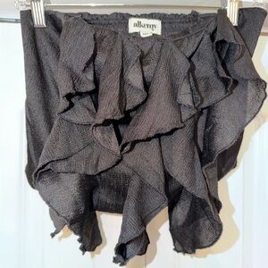 Charcoal Ruffled Crop Top